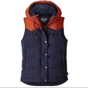 Patagonia Bivy Hooded Down Vest Orange Blue